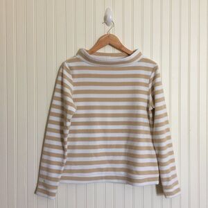 Dudley Stephens Brighton Boatneck fleece top beige white stripe size small EUC
